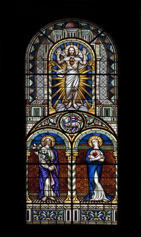 Le Sacré-Coeur de Jésus, saint Joseph et le Coeur Immaculé de Marie, 1908, 144x328 cm