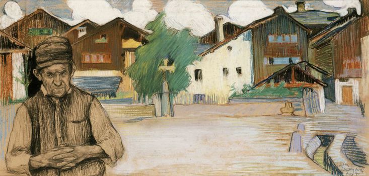 René Auberjonois. Valais, 1901 Fusain et pastel