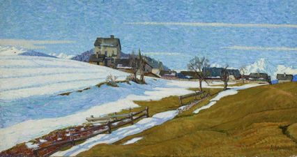 Fin d'hiver à Lens, vers 1904, 40x80 cm