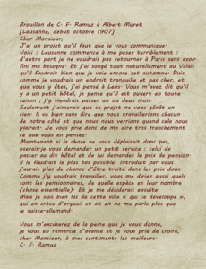 1907 - Retranscription d'une correspondance de Ramuz