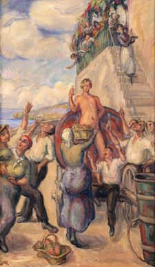 Esquisse. Hommages à Bacchus, vers 1922, 64x38.5cm @ Musée de la vigne et du vin, Aigle, Edouard Curchod
