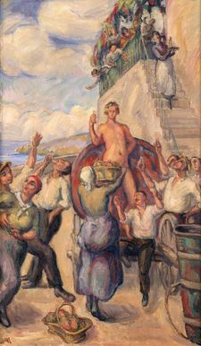 Esquisse. Hommages à Bacchus, vers 1922, 64x38.5cm @ Musée de la vigne et du vin, Aigle, Edouard Curchod