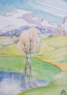 Petit lac au printemps 32x26cm